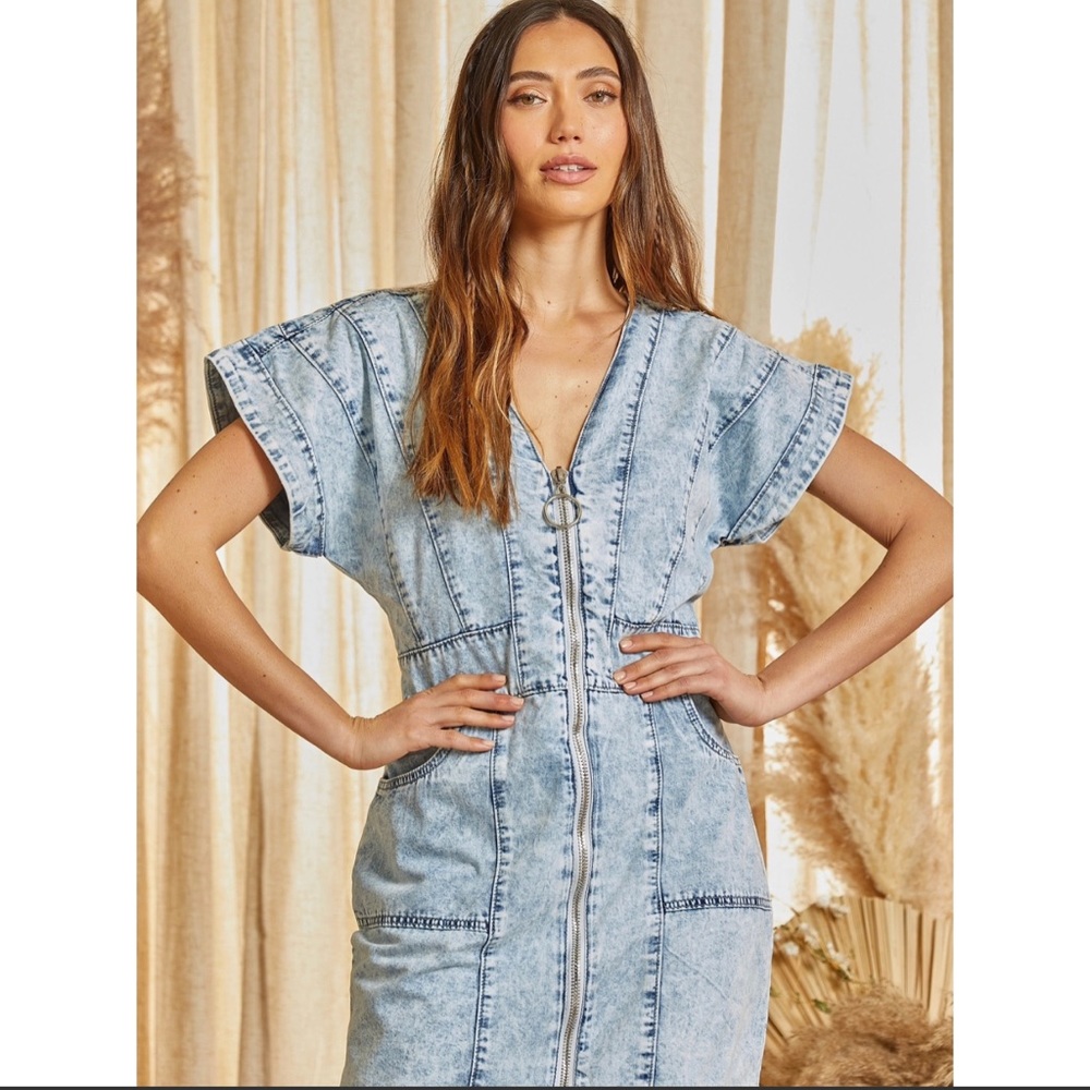Zip Denim Dress